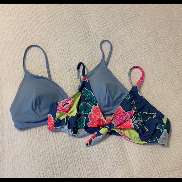 (2) bikini tops - light blue, floral - Picture 2 of 15